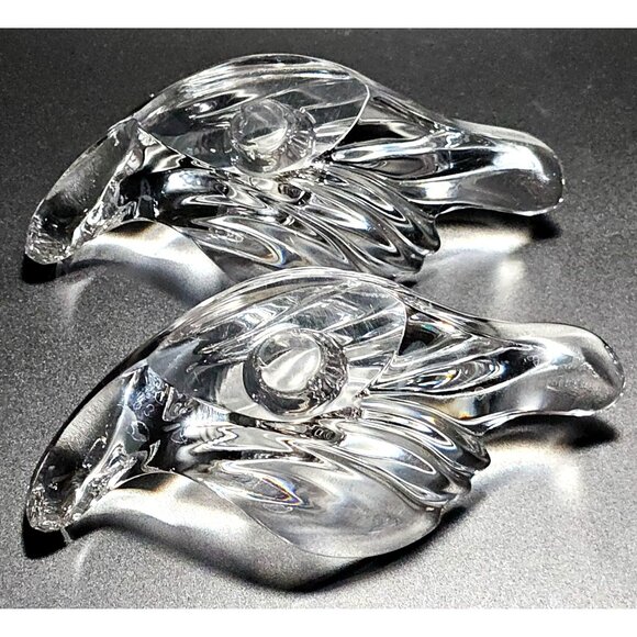 2 Gorham Dove Candlestick Holders 6" lead crystal birds taper holders - Picture 7 of 8